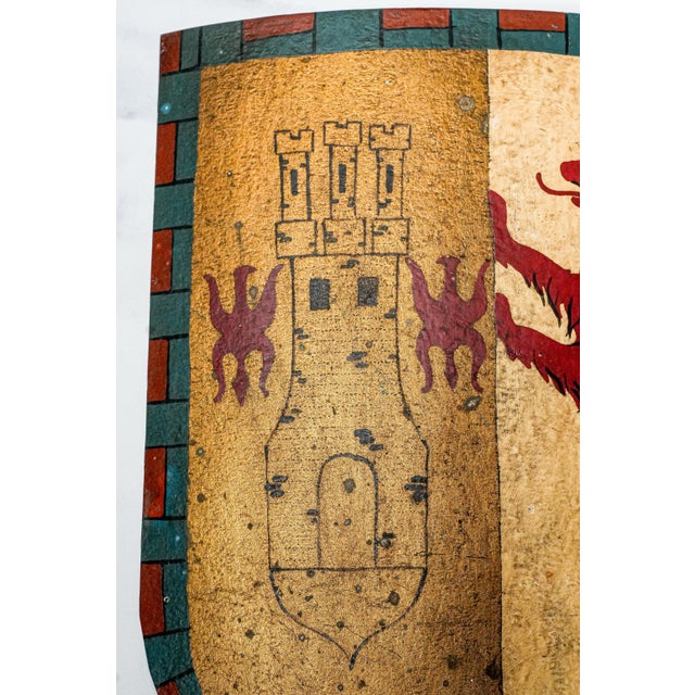 Collection of Three Antique Hand-Painted Metal Shields English Medieval Heraldic Designs Art For Sale - Image 11 of 17