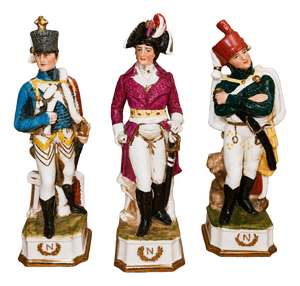 German Artist, Napoleonic Subjects, 1800s, Ceramic, Set of 3