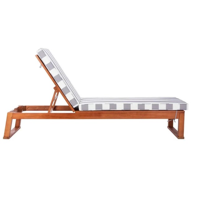 Brown Solano Sunlounger - Natural/Gray Stripe For Sale - Image 8 of 9