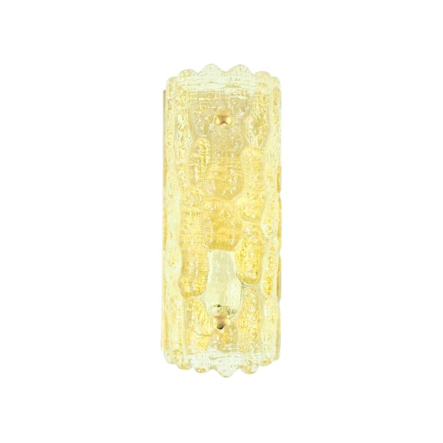 Gold Mid-Century Modern Scandinavian Amber Glass and Brass Wall Light by Carl Fagerlund for Orrefors, 1960s For Sale - Image 8 of 8