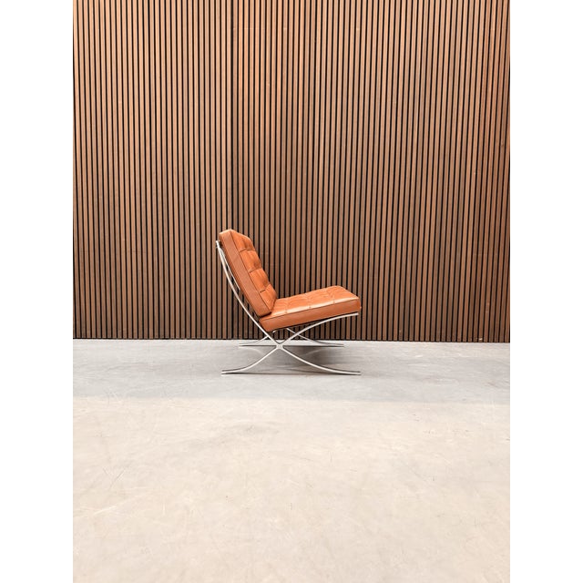 Modern Barcelona Chair in Cognac Volo Leather by Ludwig Mies van der Rohe for Knoll Inc. / Knoll International, 2010s For Sale - Image 3 of 8