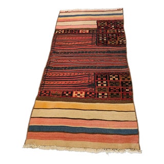 Vintage Handwoven Tribal Kilim Rug with Geometric Patterns, 1960s For Sale