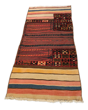 Vintage Handwoven Tribal Kilim Rug with Geometric Patterns, 1960s