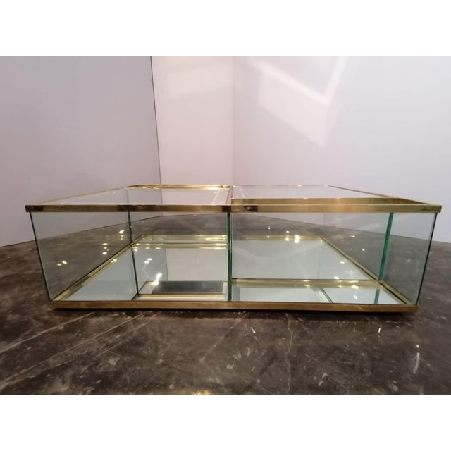 Gold Vintage Italian Crystal Coffee Table with Brass Details For Sale - Image 8 of 11