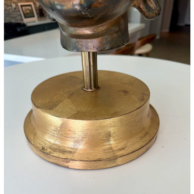 Vintage Gilt Bronze Bust Giltwood Stand Buddhist Deity Kannon Bosatsu For Sale - Image 16 of 17