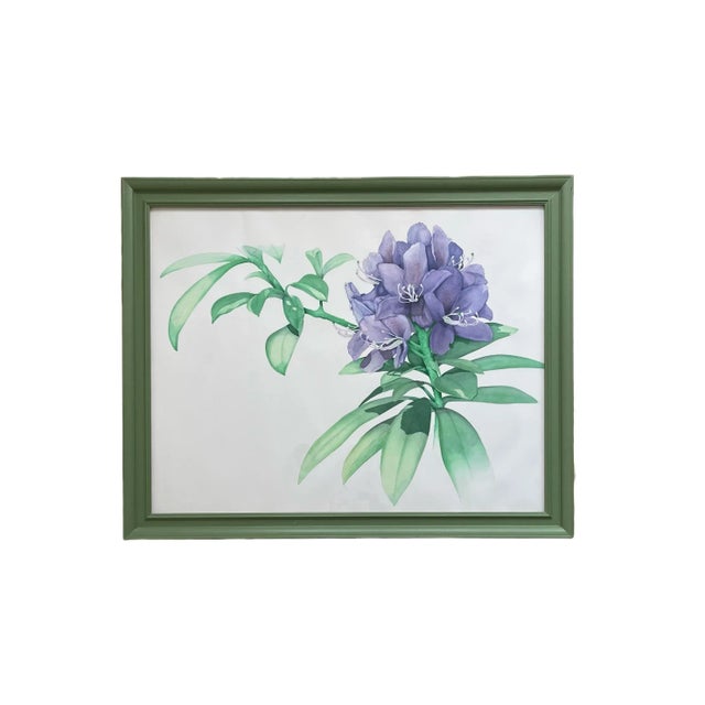 Amethyst Large Christopher Behrens Watercolor Painting Purple Lavender Rhododendron For Sale - Image 8 of 8