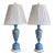 Vintage French Opaline Blue & Gold Gilt Glass Table Lamps - a Pair For Sale