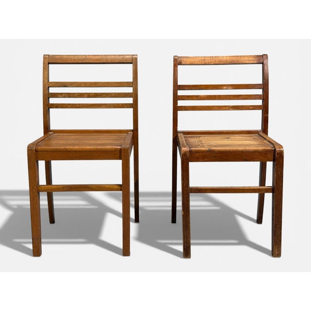 1940s Rene Gabriel, Reconstruction Era Dining Chairs, Beech Wood, France, 1940s For Sale - Image 5 of 13