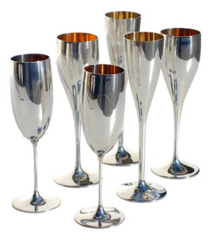 Vermail Silver and Gold Goblets, 1980s, Set of 6