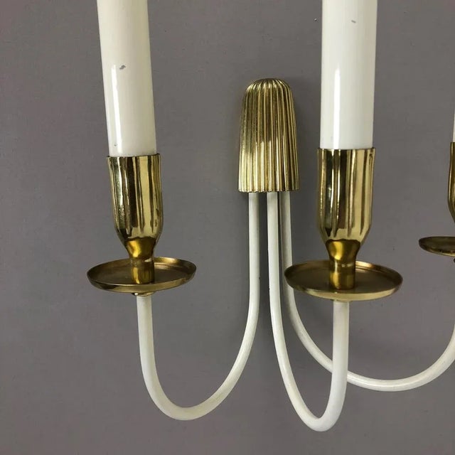 White Brass Wall Lights from Vereinigte Werkstätten München, Germany, 1950s, Set of 2 For Sale - Image 8 of 18