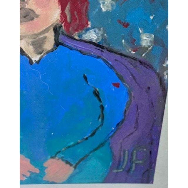 Abstract Painting of a Lady by Artist JoAnne Fleming, 20” X 16”, Signed For Sale - Image 4 of 6