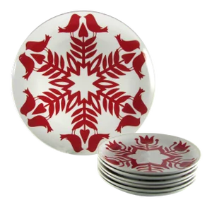 Kate Forrester for Crate & Barrel Nordic Snowflake Platter and Plates Service for 6 Set - 7 Piece