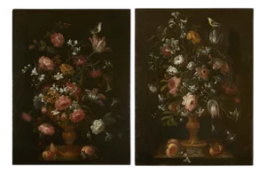Italian Artist, Still Lifes of Flowers, 1600s, Oil on Canvases, Set of 2