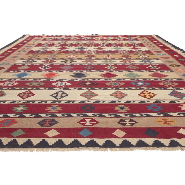 Tribal Late 20th Century Vintage Persian Shiraz Tribal Kilim Rug, 09'10 X 12'11 For Sale - Image 3 of 10