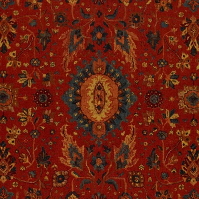 Schumacher Jahanara Rug Fabric in Turkish Red For Sale