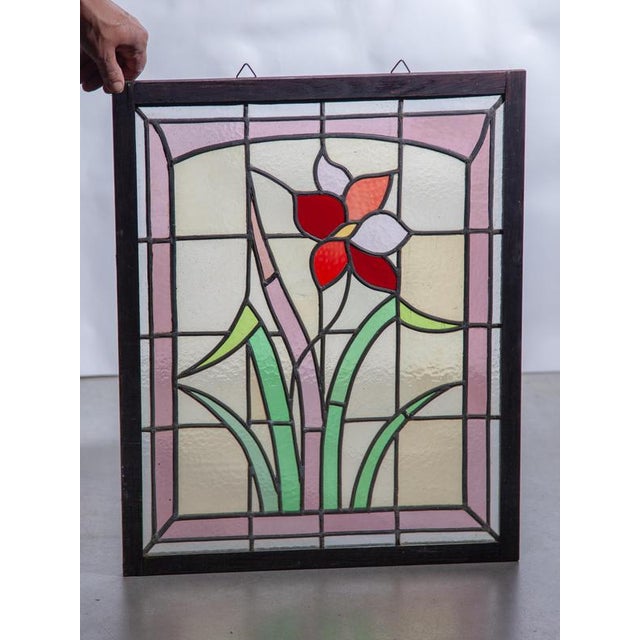 Art Nouveau Stained Glass Panel, 1910 For Sale - Image 6 of 10