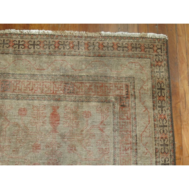 Shabby Chic Gray Khotan Gallery Size Wool Late 19th Century Carpet For Sale - Image 4 of 6