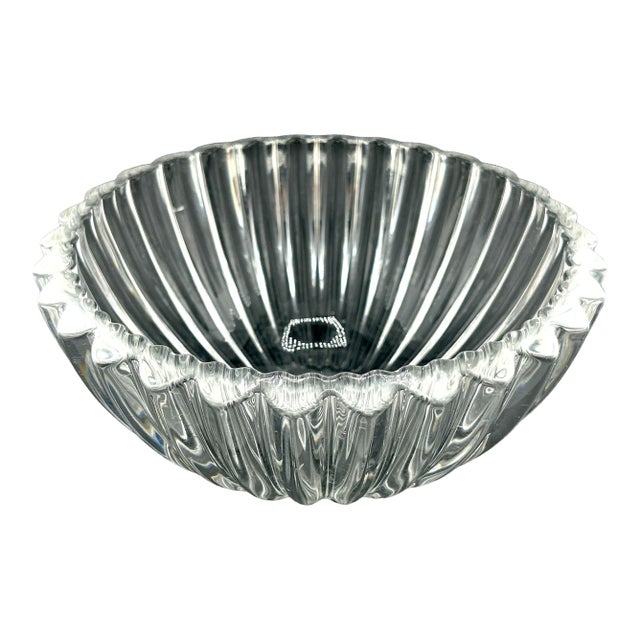 Tiffany & Co Fluted Crystal Bowl With Heart Shaped Edge For Sale