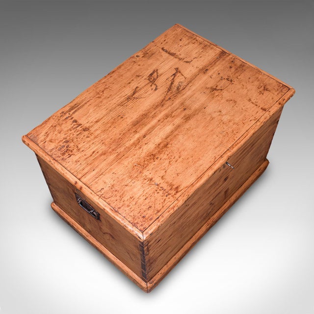 Wood Antique Carriage Chest, English, Pine, Country House Storage Trunk, Victorian For Sale - Image 7 of 12