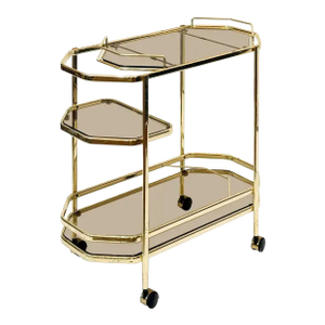 Mid 20th Century Italian Modern Rolling Drinks Cart or Console Trolley of Brass and Smoked Glass
