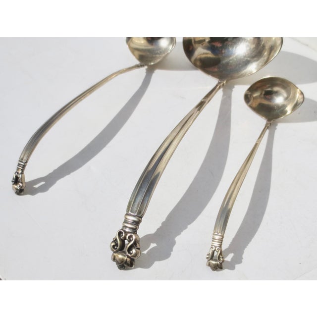 Georg Jensen 1950s Georg Jensen Acorn Pattern Laddles 5.5 Ounces - Set of 3 For Sale - Image 4 of 7