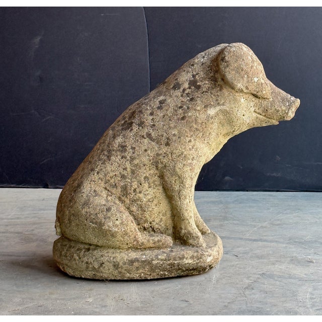 English Garden Stone Statuary Pig For Sale - Image 10 of 12