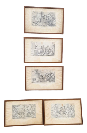 After Mitelli and Caracci, Aeneid, 18th Century, Engravings, Framed, Set of 5