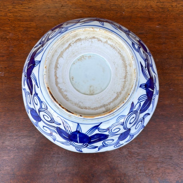 Blue Antique Japanese Arita Porcelain Blue Decorated Bowl, Late Edo Period, Circa 1880–1900 For Sale - Image 8 of 12