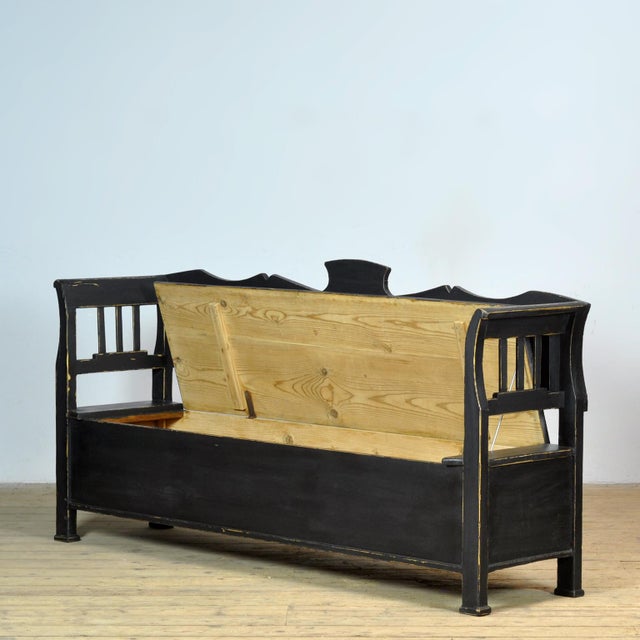 Antique Pine Drop-Top Bench, 1900s For Sale - Image 4 of 13