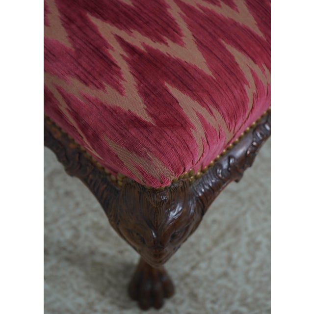 Antique English Carved Paw Foot Chippendale Mahogany Ottoman For Sale In Philadelphia - Image 6 of 12