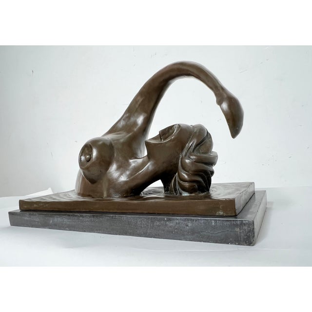 Late 20th Century Bronze Art Deco Style Sculpture of a Nude Swimmer by Wayne Current For Sale - Image 5 of 8