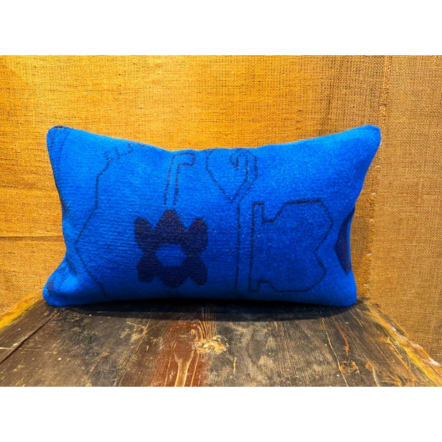 Tribal Vintage Turkish Wool Geometric Tribal Lumbar Pillow For Sale - Image 3 of 8