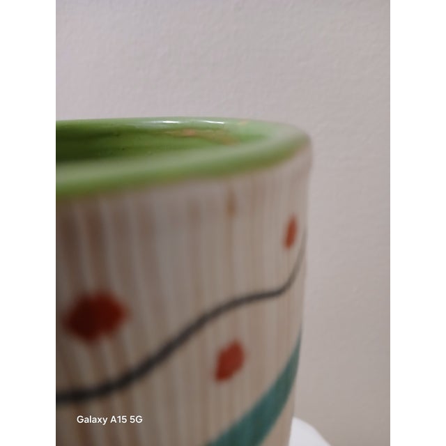 1970s 1970s MCM Signed Bica Deruta Italian Rare Pristine Art Pottery Vase. For Sale - Image 5 of 8