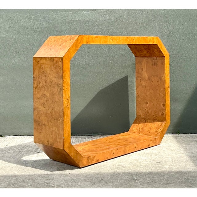 Vintage Burl Wood Console Table For Sale - Image 10 of 13