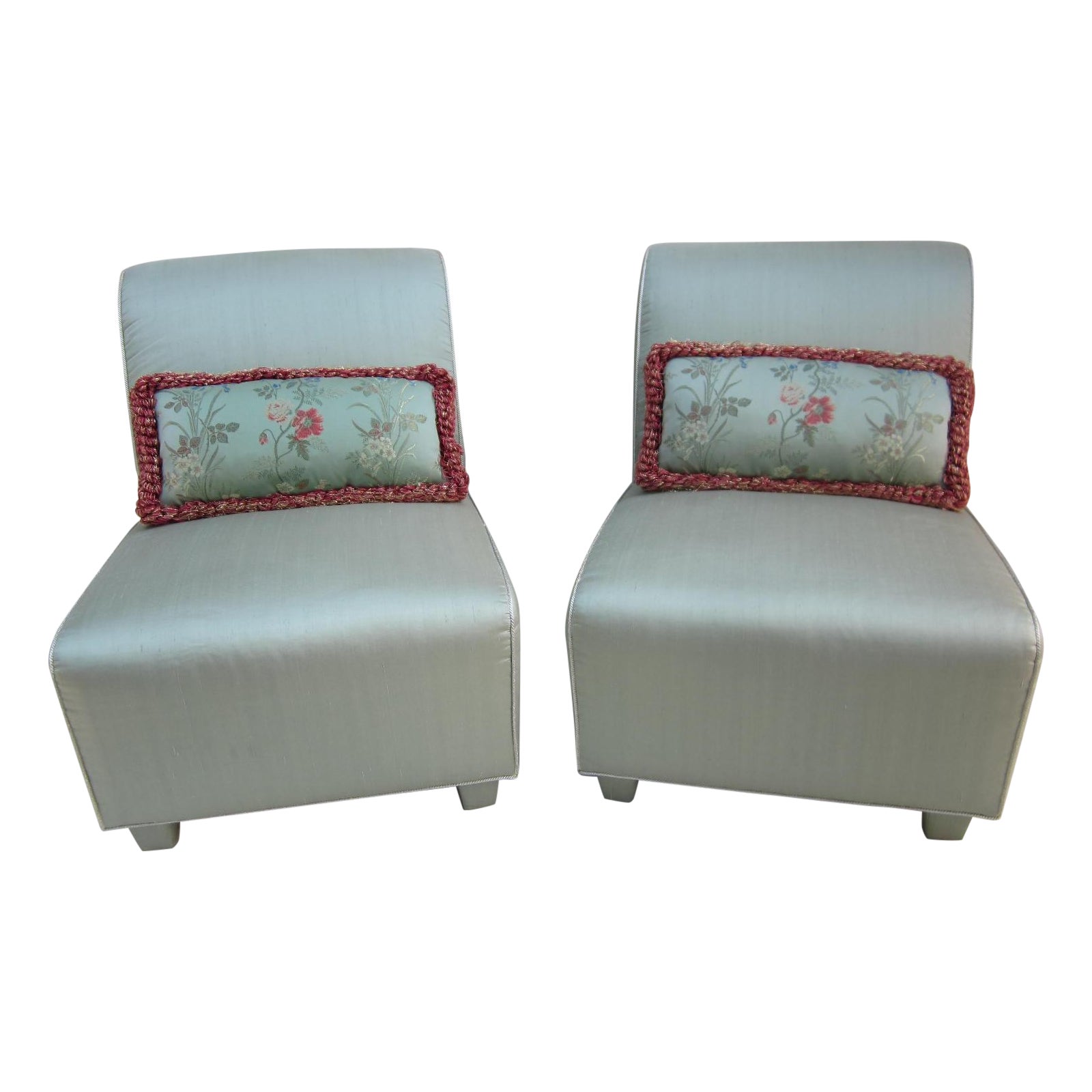 Art Deco Silk Slipper Chairs A Pair Chairish