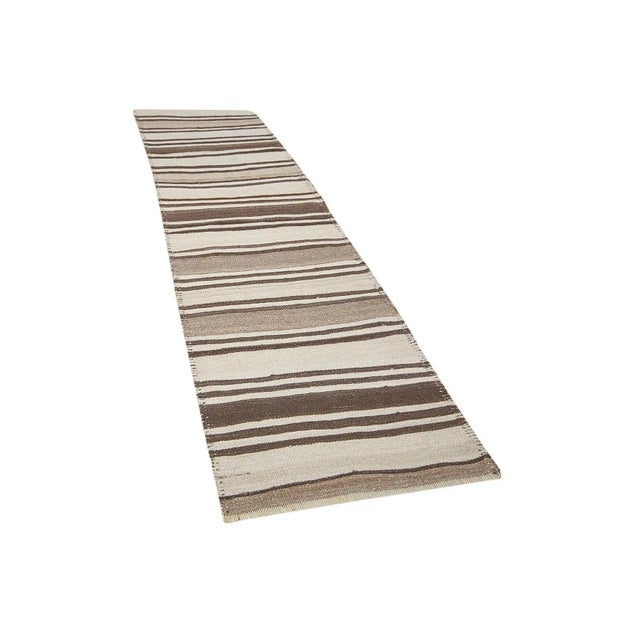 Traditional Vintage Neutral Striped Kilim Runner For Sale - Image 3 of 7