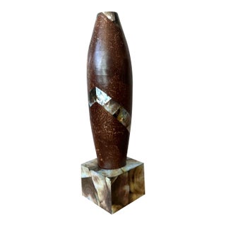 Vintage Boho Coconut Shell Vase For Sale