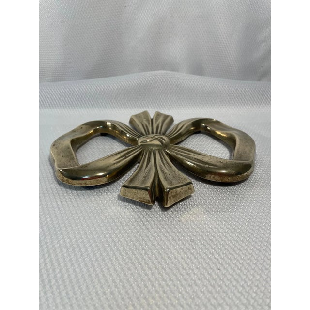 Metal Vintage Solid Brass Bow Trivet or Wall Decor For Sale - Image 7 of 12