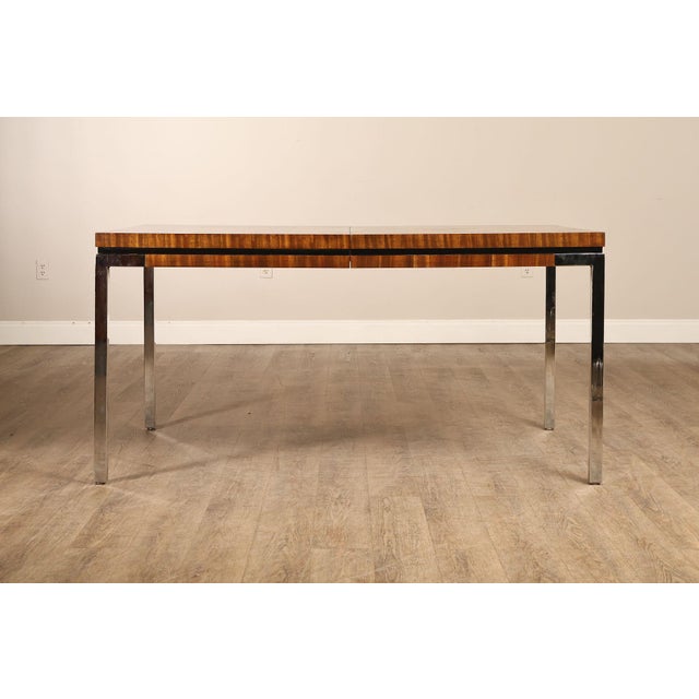 Mid Century Modern Expandable Rosewood and Chrome Dining Table For Sale - Image 17 of 18