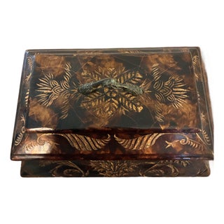 Vintage Maitland-Smith Style Chinoiserie Wood Bomb Lidded Box For Sale