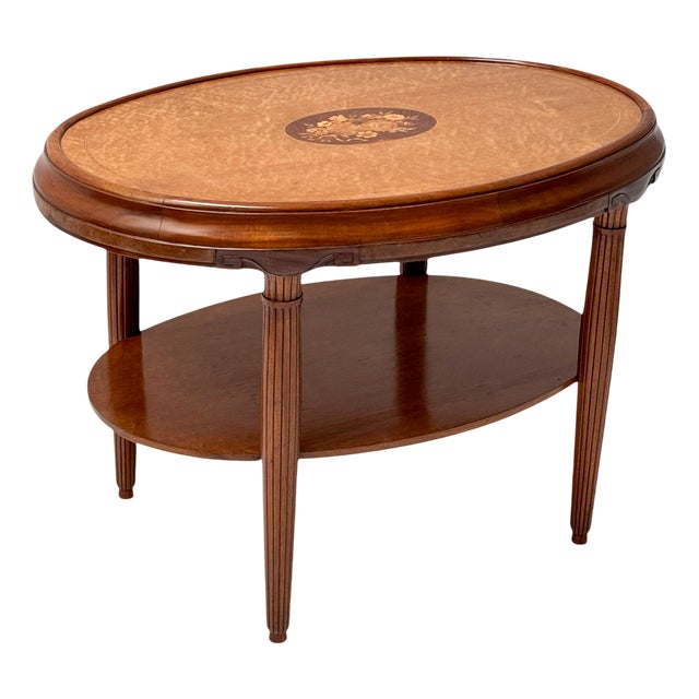 French Art Deco Walnut Center Table, 1930s For Sale