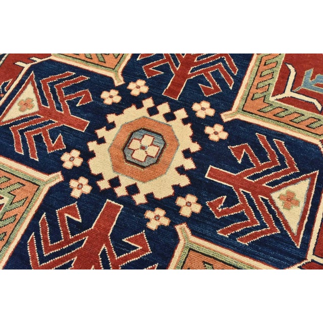 Red Kazak Rug 6’1” X 9’3” Red Wool Tribal Hand-Knotted Oriental Carpet For Sale - Image 8 of 12