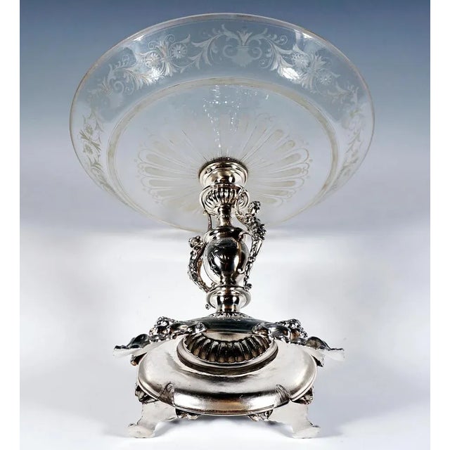 Viennese Art Nouveau Silver Centerpiece with Original Glass Bowl, 1900s For Sale - Image 5 of 9