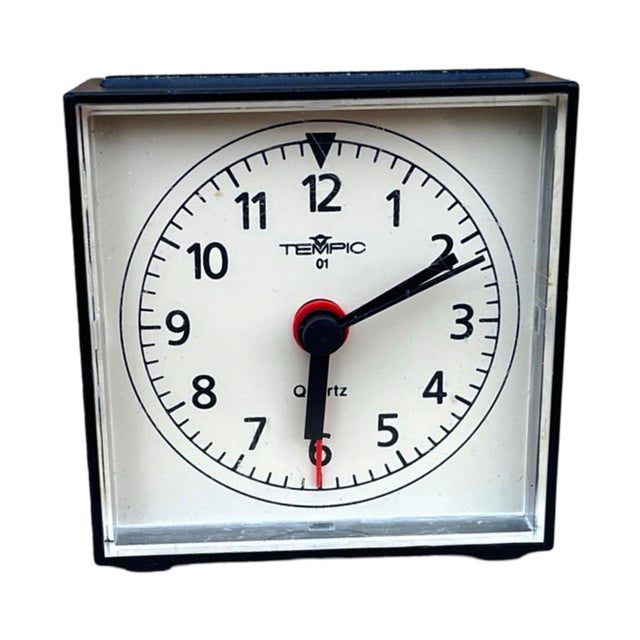 Black Tempic Alarm Clock in Modern Style, Germany 1970s. For Sale - Image 4 of 8