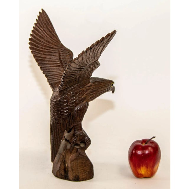1960s Large Hand-Carved Iron Wood American Bald Eagle Art Sculpture For Sale - Image 10 of 12