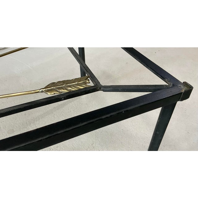 Vintage Neoclassical Style Iron and Brass Glass Top Coffee Table For Sale - Image 11 of 12