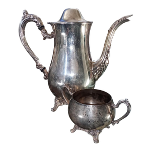 Oneida Ol Silver Plated Holloware Du Maurier Footed Coffee Tea Pot Hinged Lid