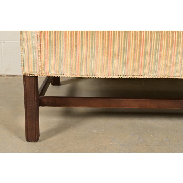 Brown Ethan Allen Chippendale Camelback Loveseat or Sofa For Sale - Image 8 of 12