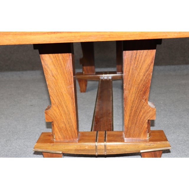 French Art Deco Bronze Mounted Dining Table Attributed to Jules Leleu For Sale - Image 9 of 16