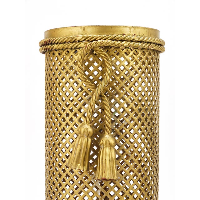 Hollywood Regency Gilt Metal Rope and Tassel Umbrella Stand, 1950 For Sale - Image 11 of 18